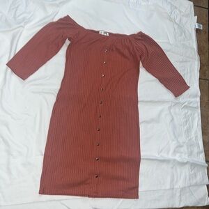 Elegant Off-Shoulder Rust Dress